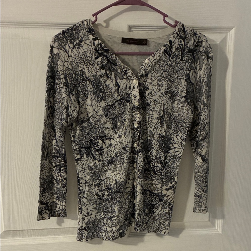 The Limited Vintage Black and White Floral Cardigan